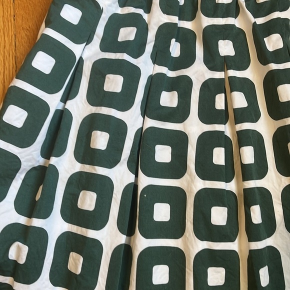 Boden Green White Mod Cotton Elastic Waist Pull On A Line Skirt w pockets 12 - Picture 3 of 6